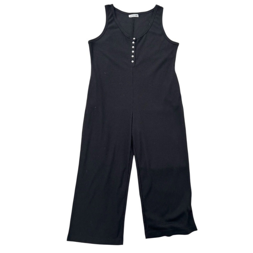 Scarlett Ellie Waffle Knit Black Sleeveless Jumpsuit